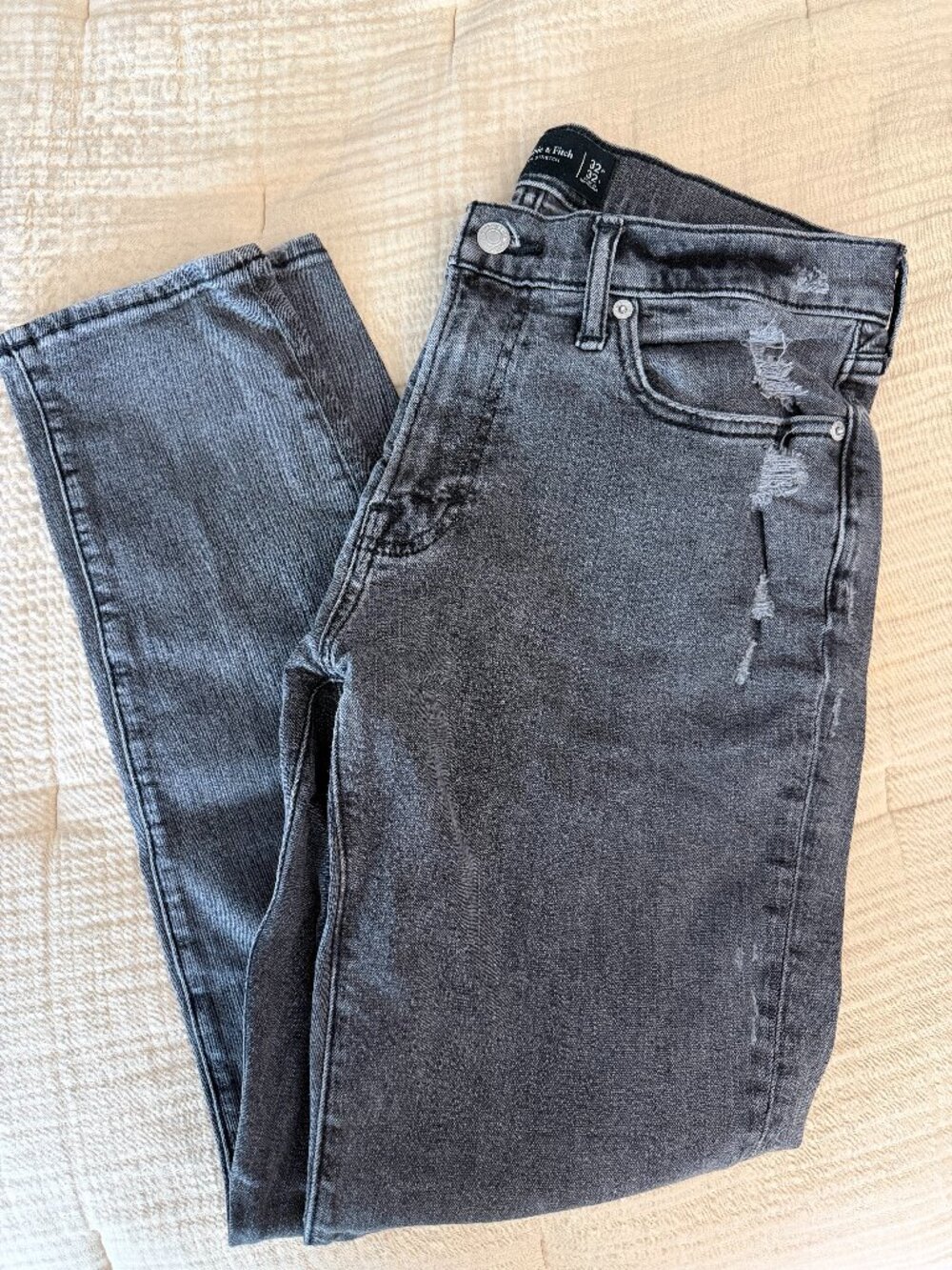 Men's Abercrombie & Fitch Slim Taper Stretch Jeans - 32x32 Black/Grey Wash Denim